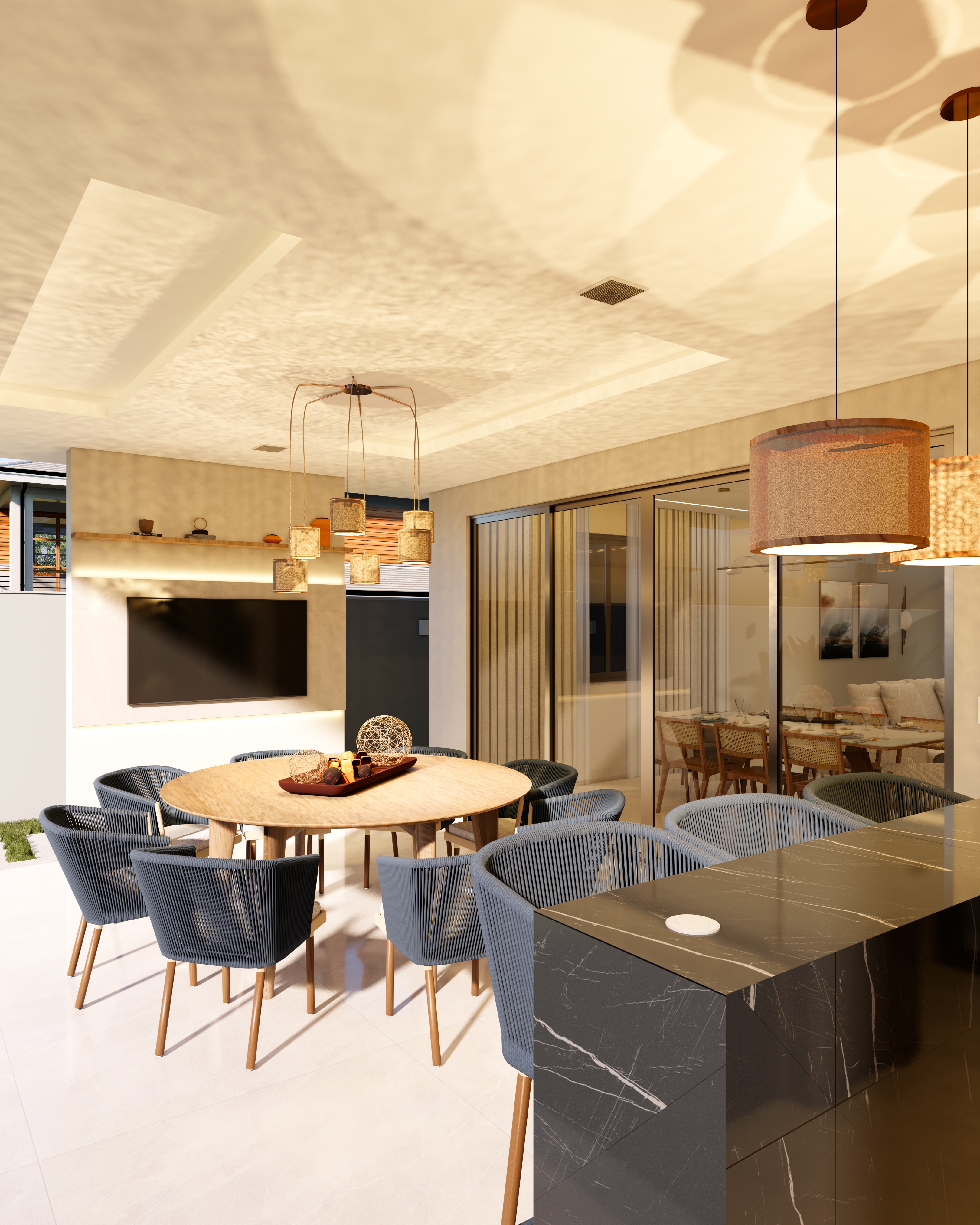 Área gourmet com vista para o jardim
